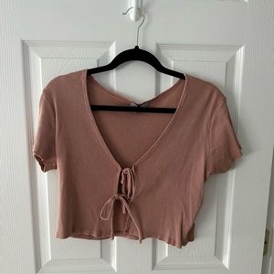 Coral Tie Front Top